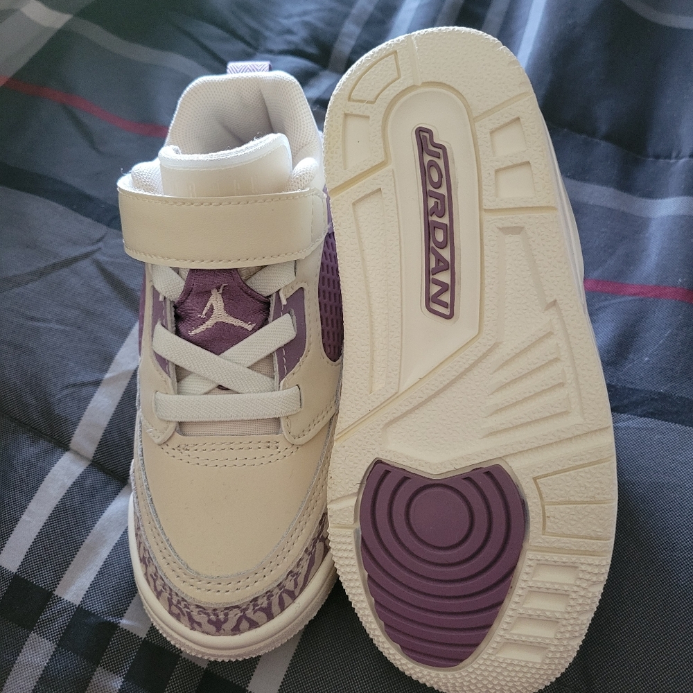 Jordan Cream and Purple Retro Sneakers